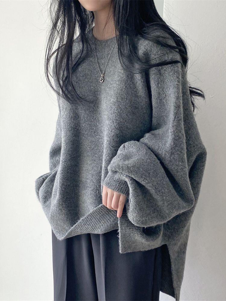 Gray oversized sweater for women