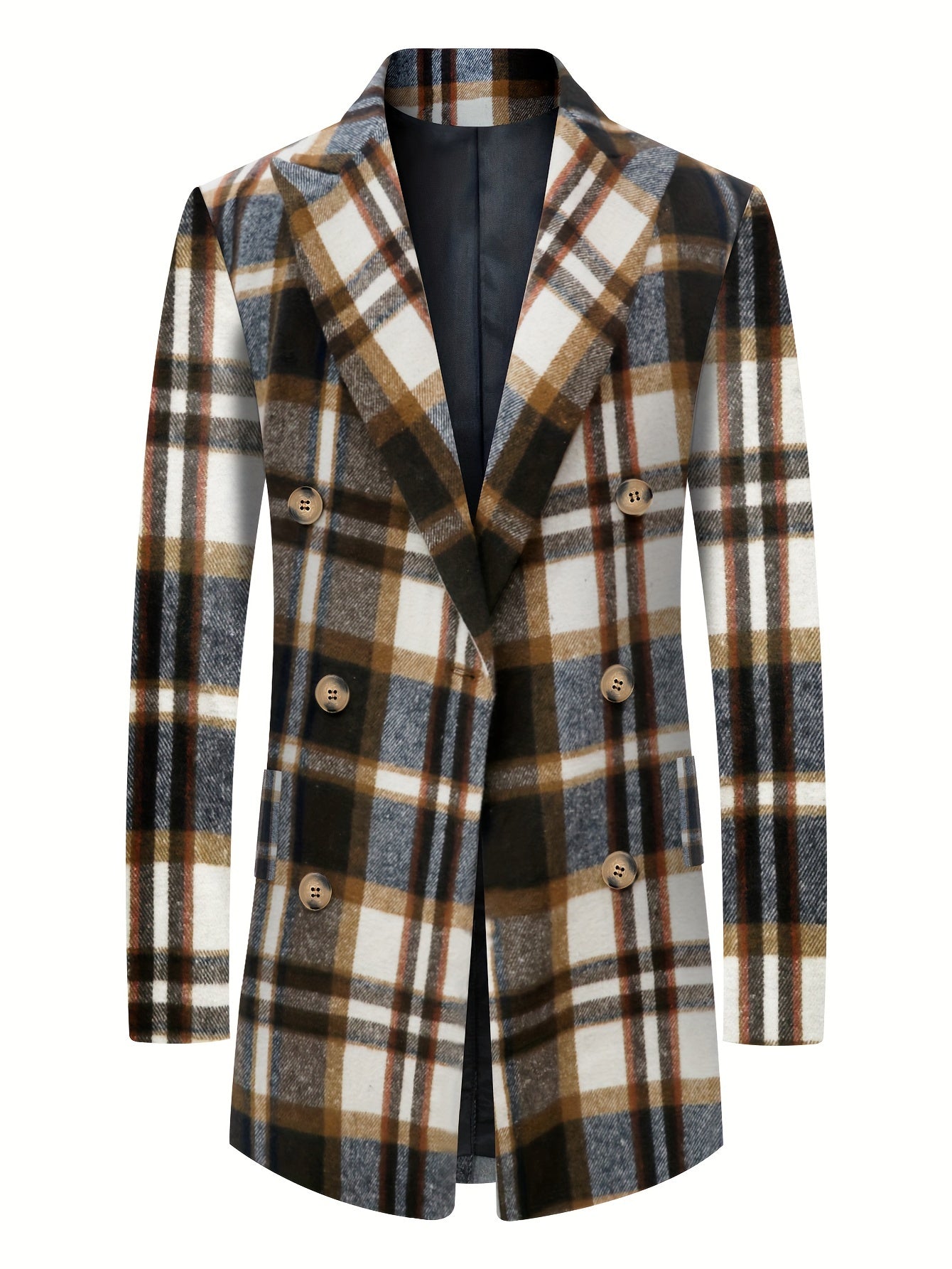 Retro checked trench coat for men