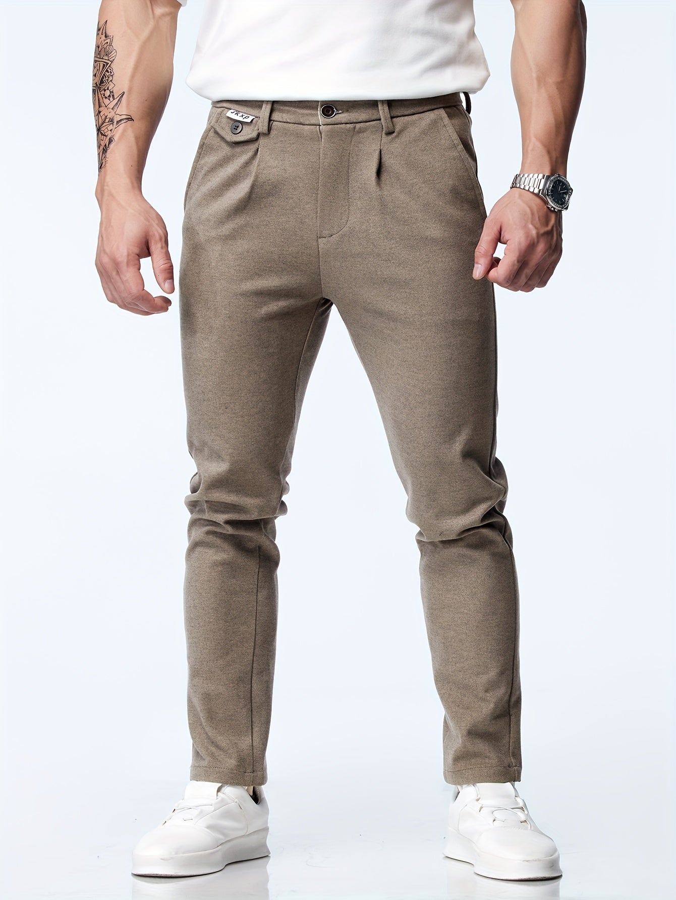 Casual straight stretch trousers for men