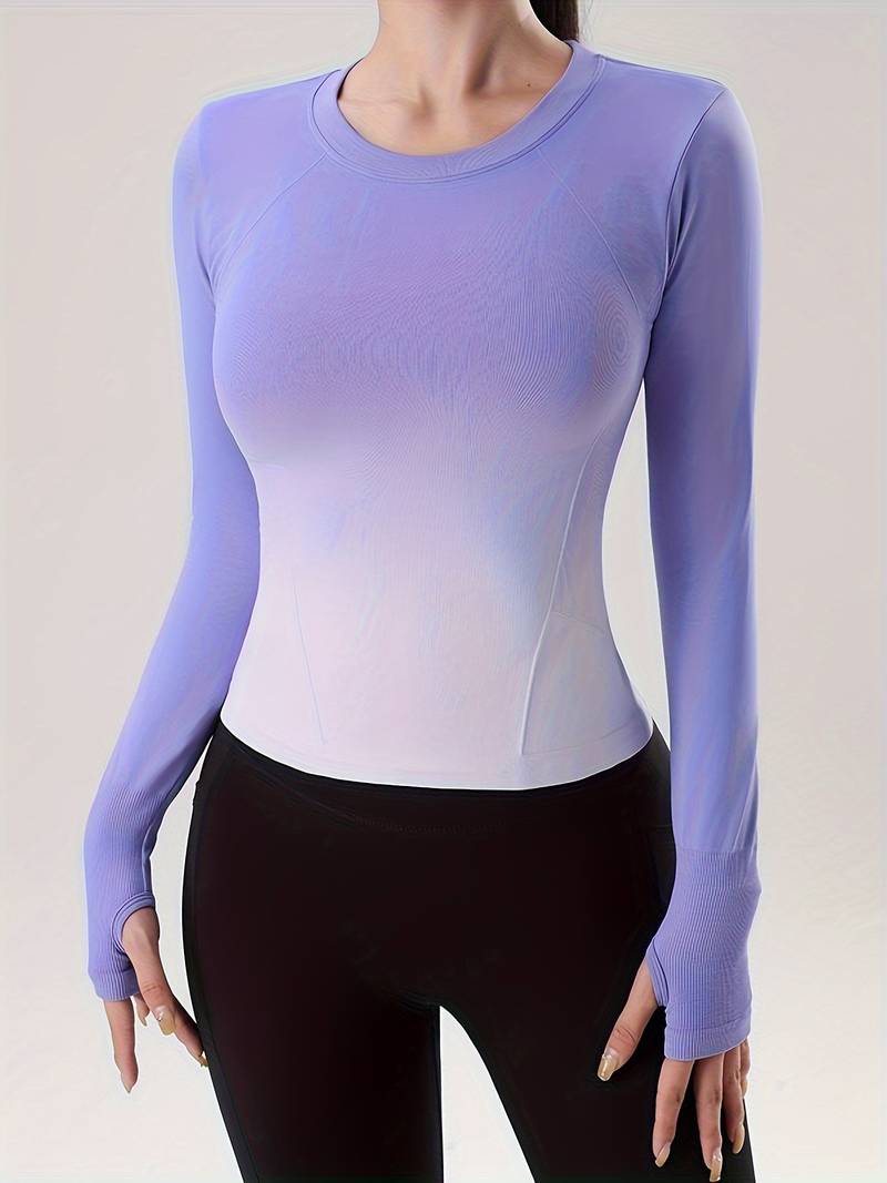 Long sleeve sports top with color gradient