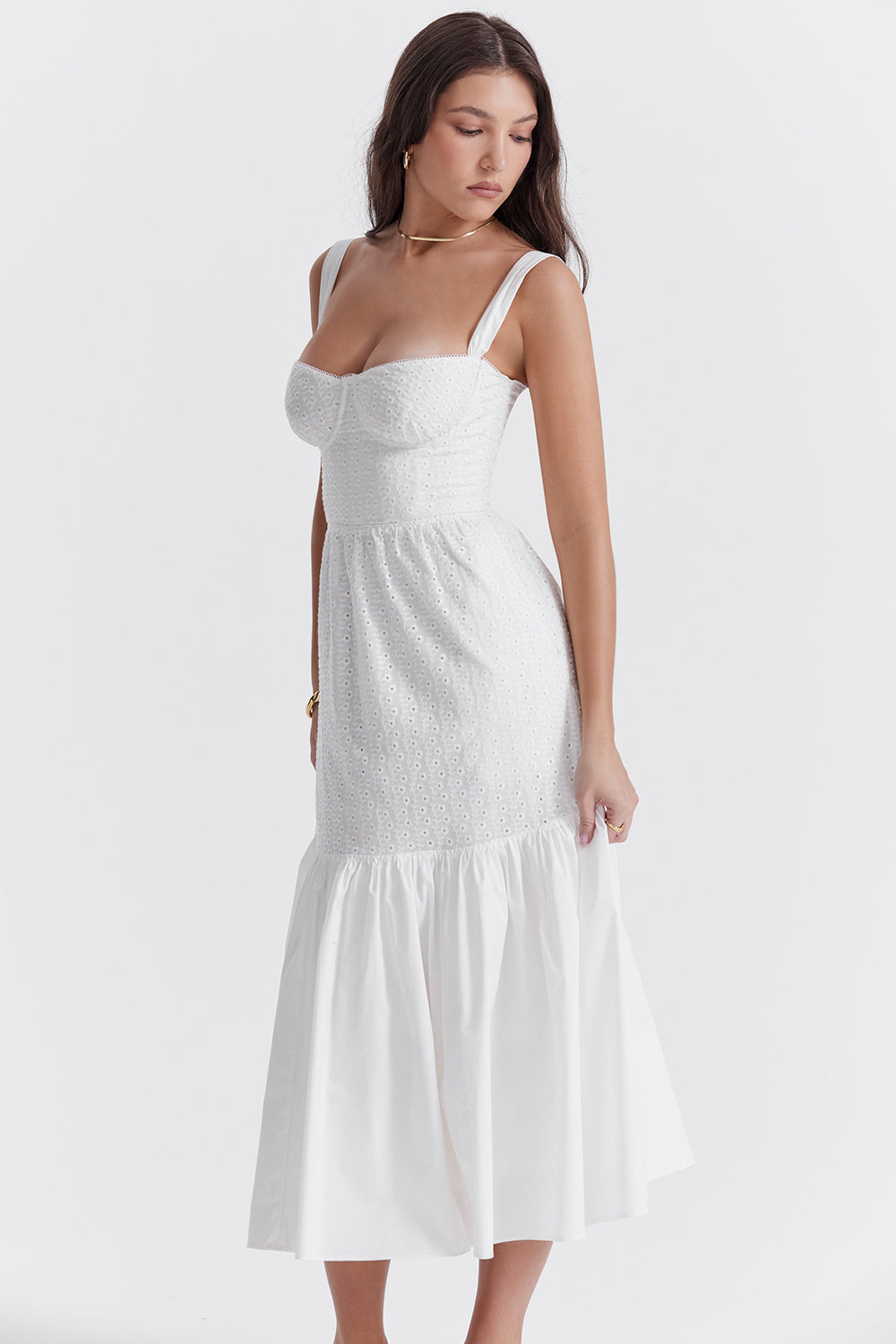 White midi sundress from Broderie Anglaise