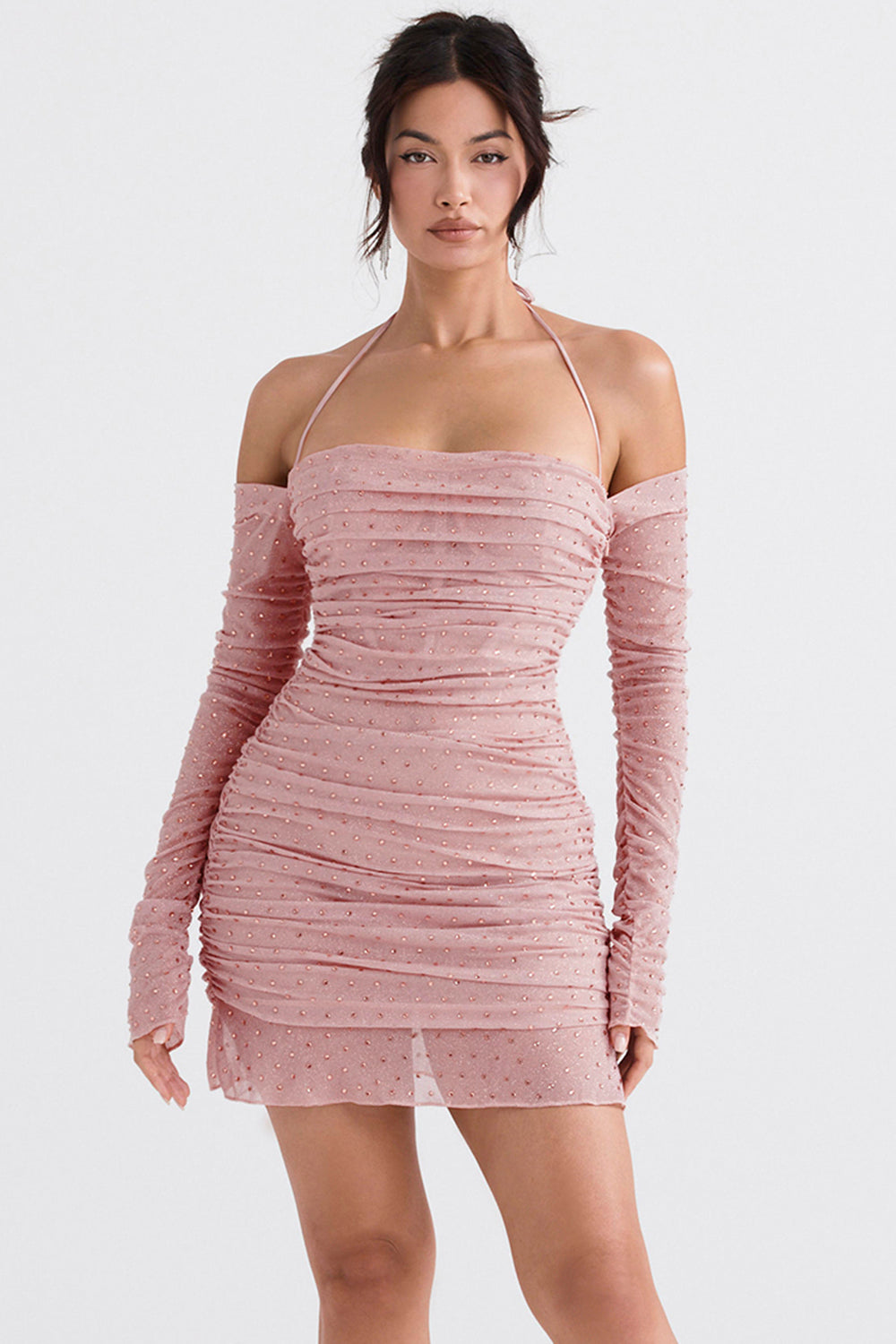 Soft pink crystallized dress