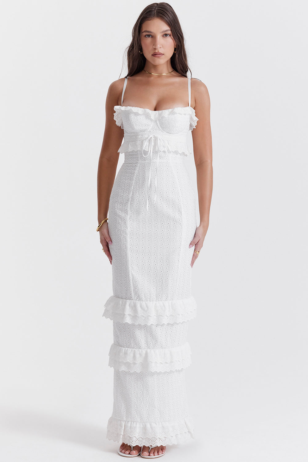 White broderie maxi dress