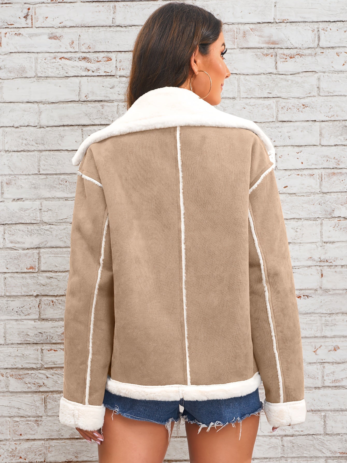 Lapel plush jacket