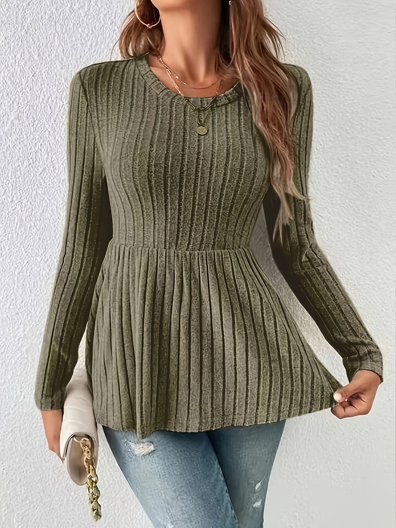 Ribbed tunics with round neck