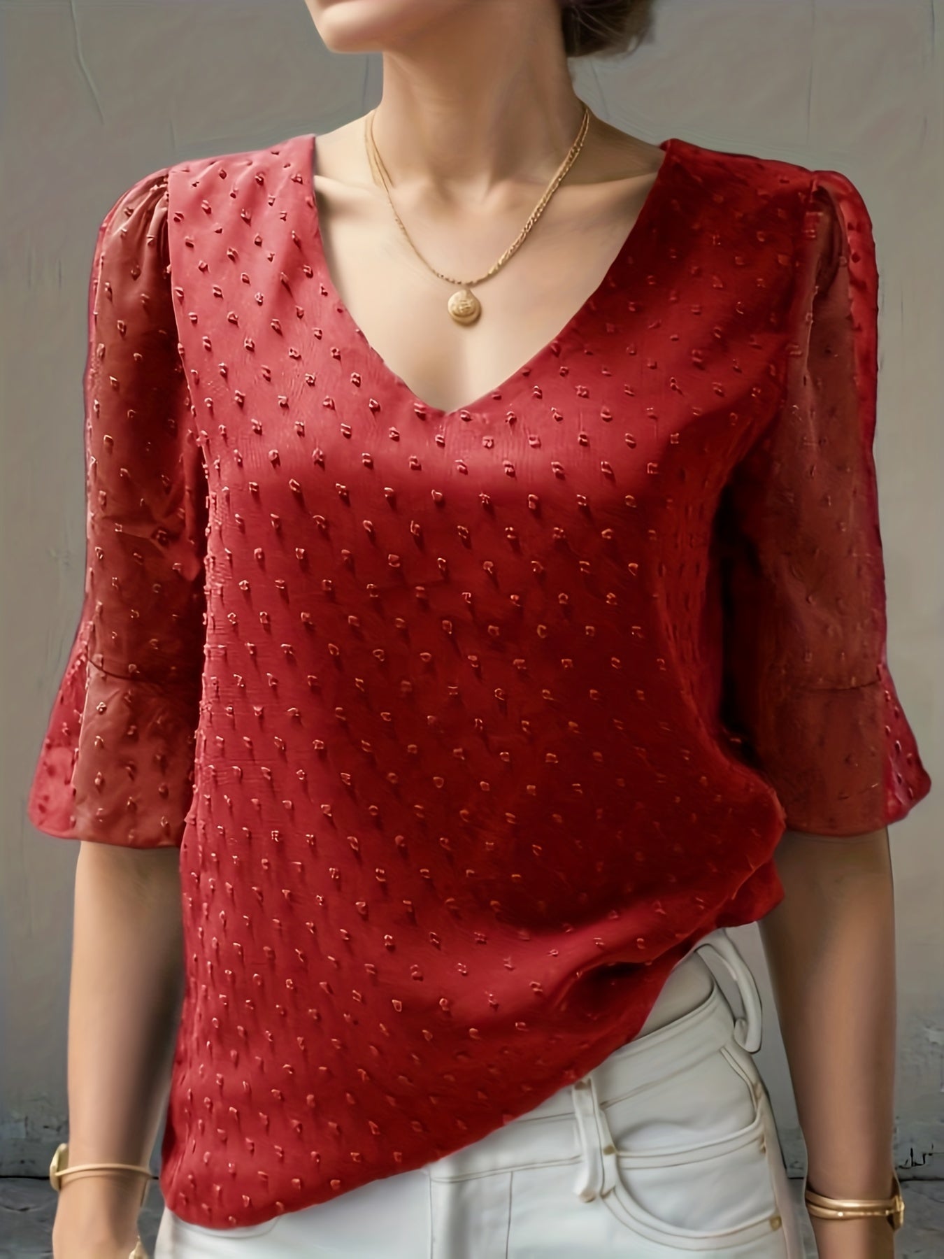 Loose chiffon blouse with long sleeves