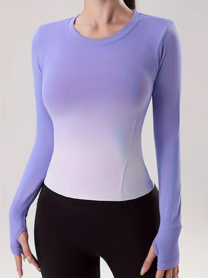 Long sleeve sports top with color gradient