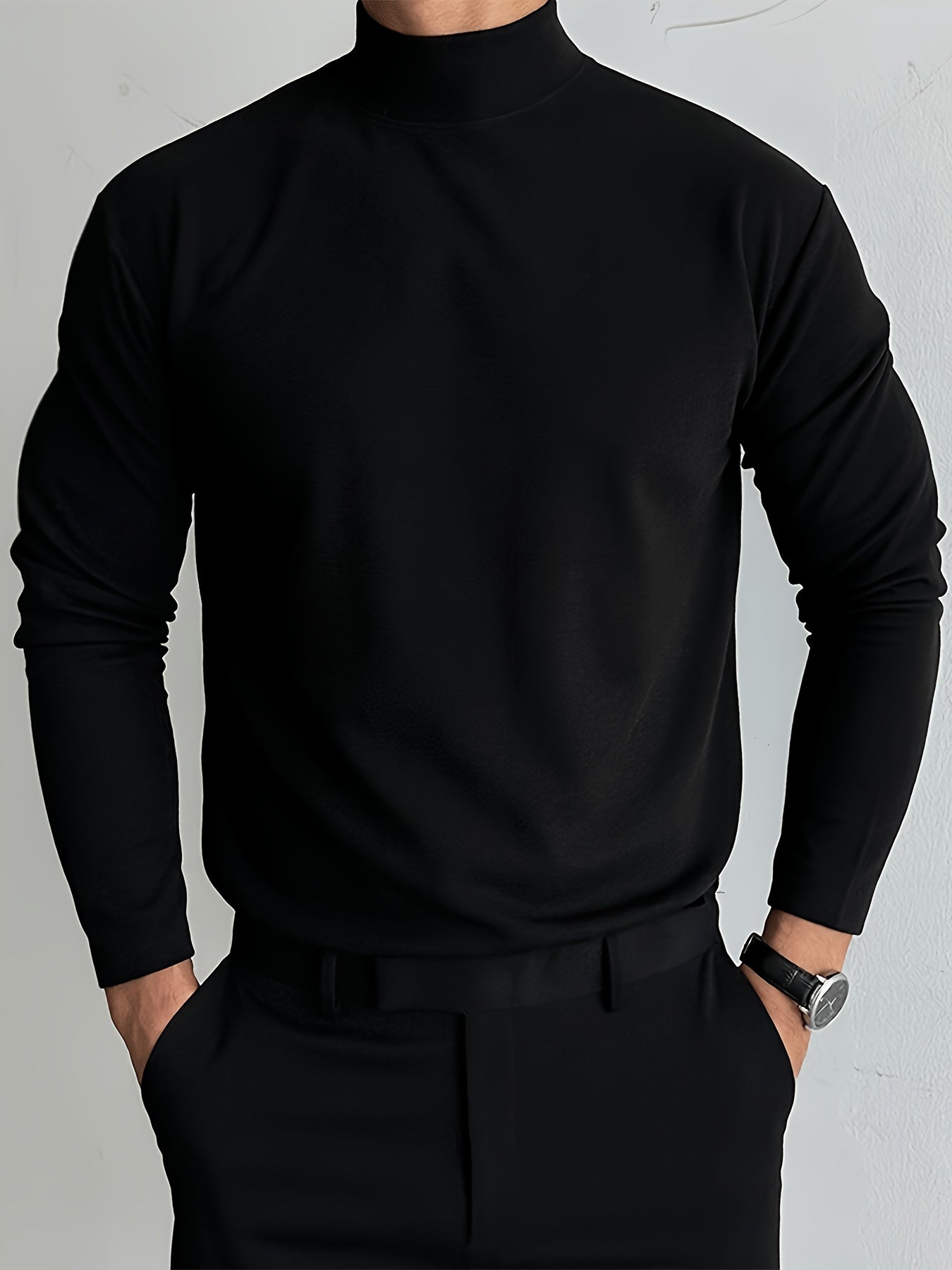 Knitted sweater with stand-up collar for men