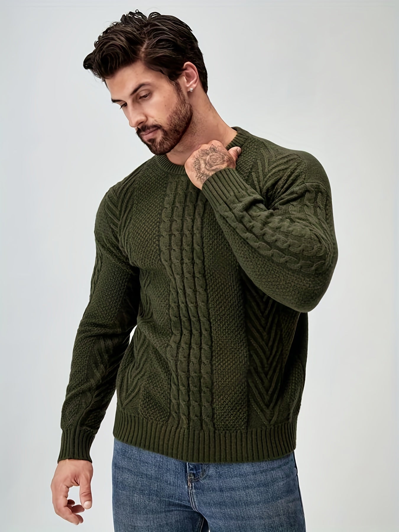 Knitted sweater with high stretch for men