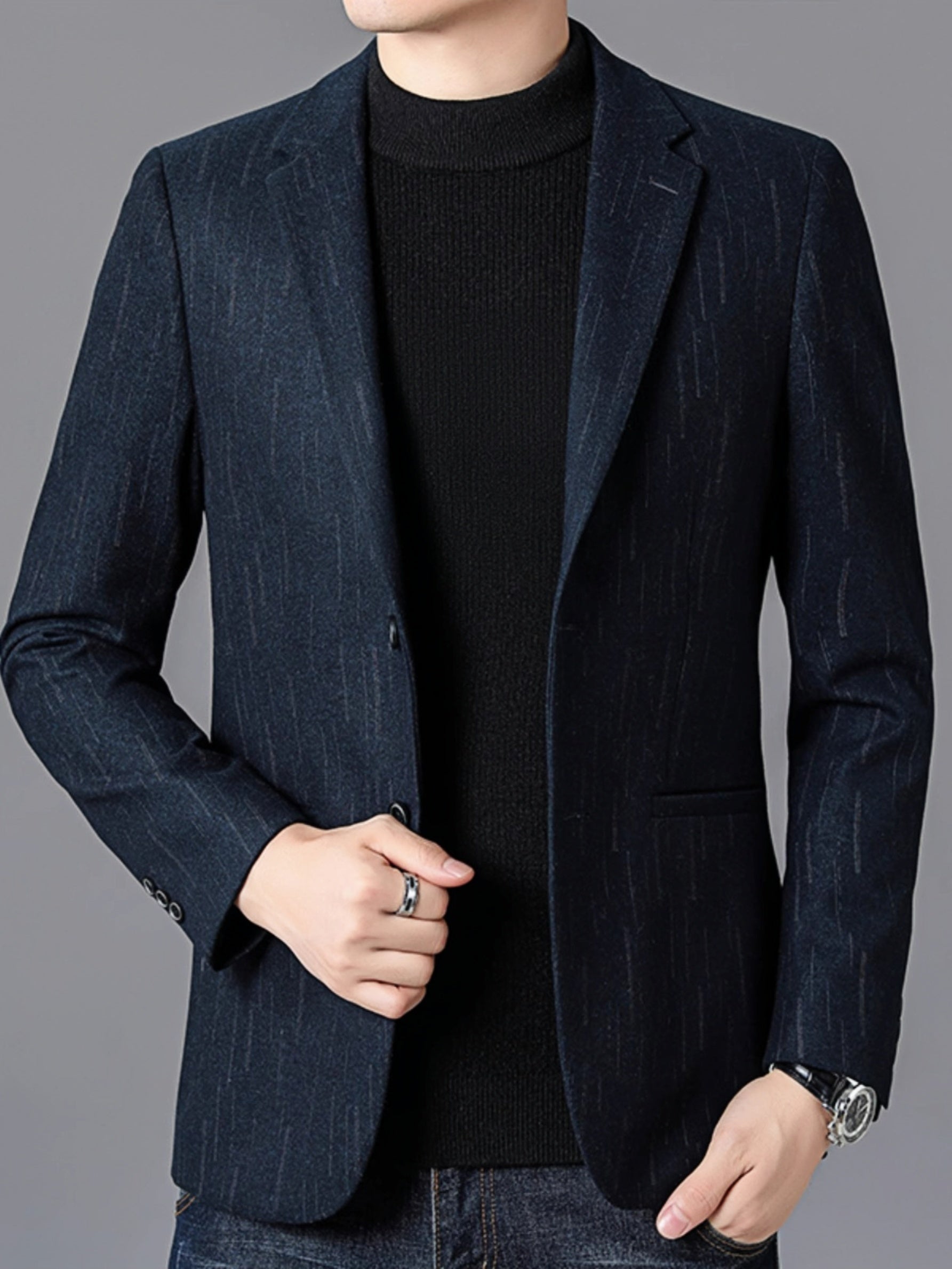 Blue blazer with striped pattern