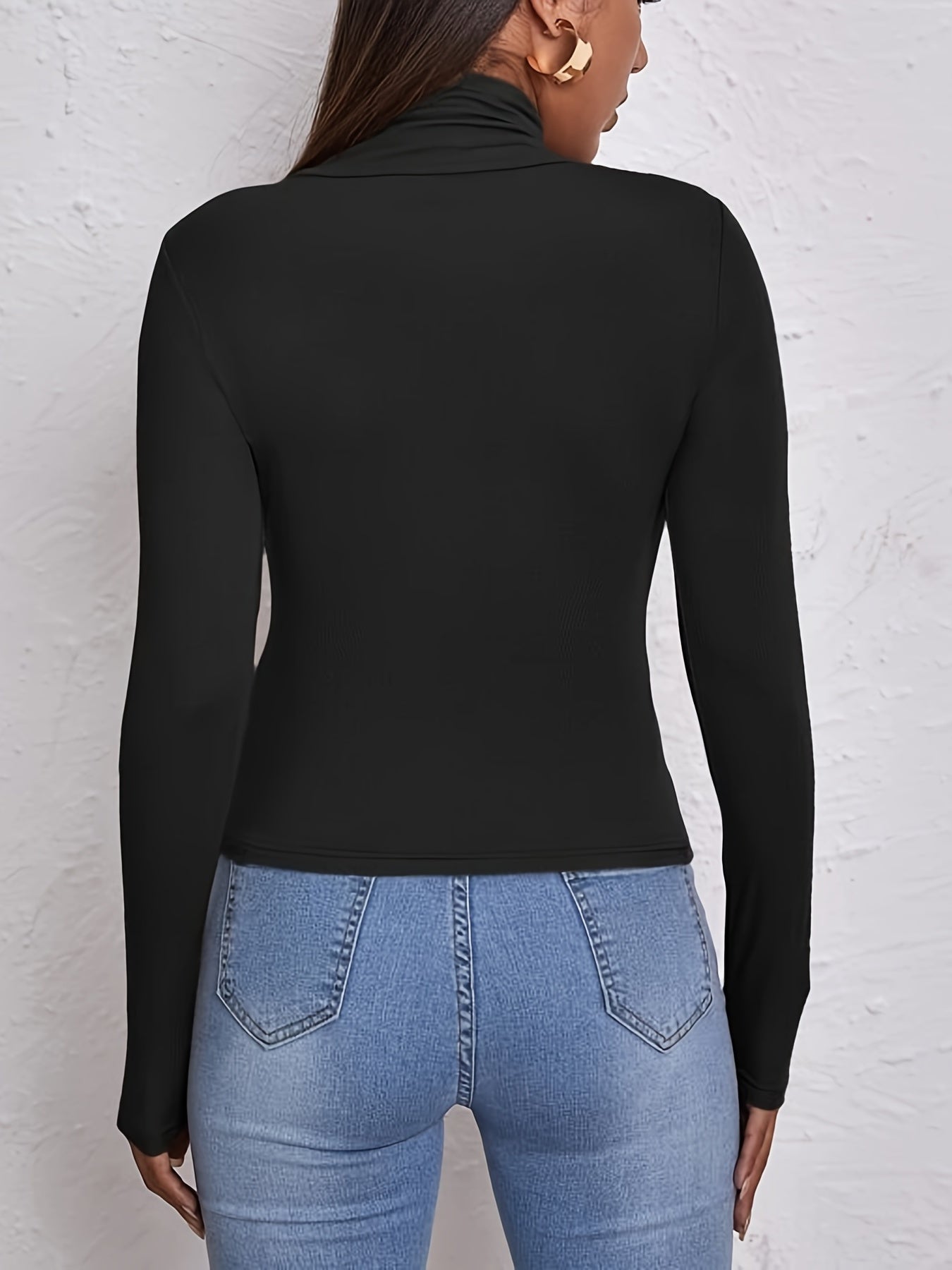 Black slim fit top with turtleneck