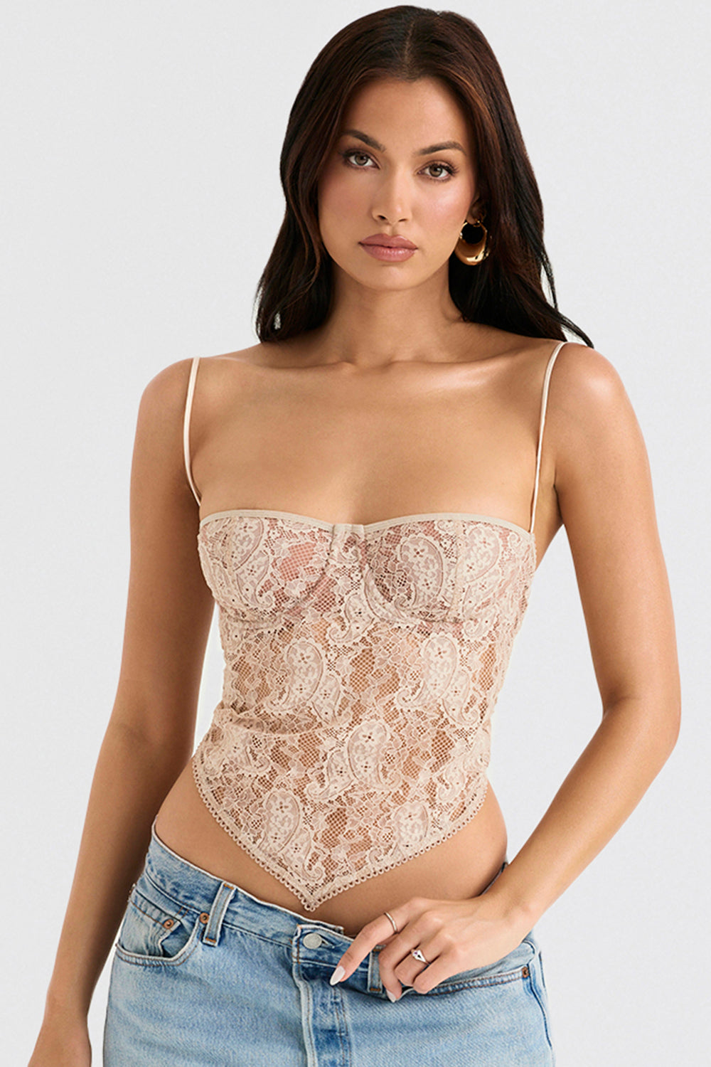 Cream colored paisley lace top