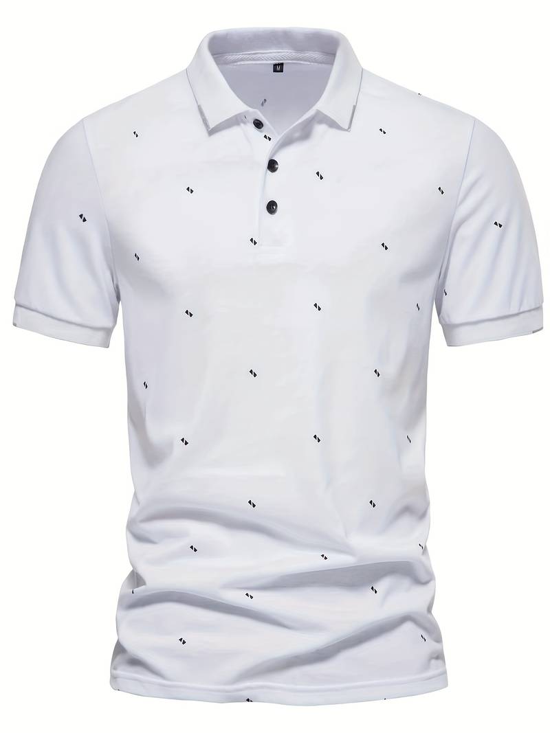 Polo shirt with lapels and dotted pattern