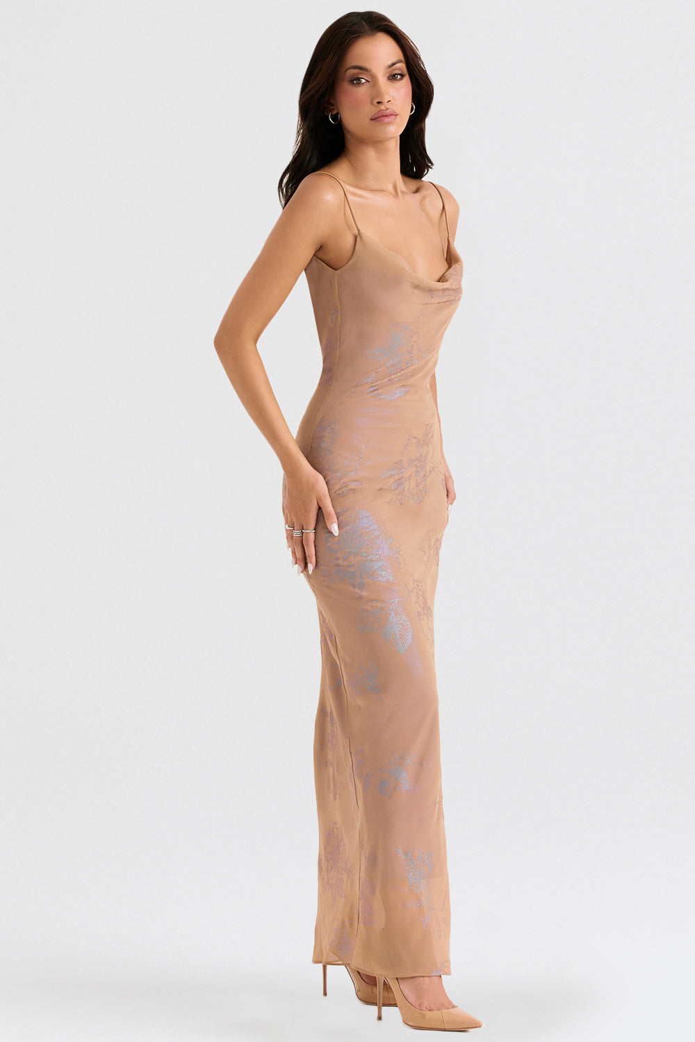 Iridescent Cafe Au Lait maxi dress