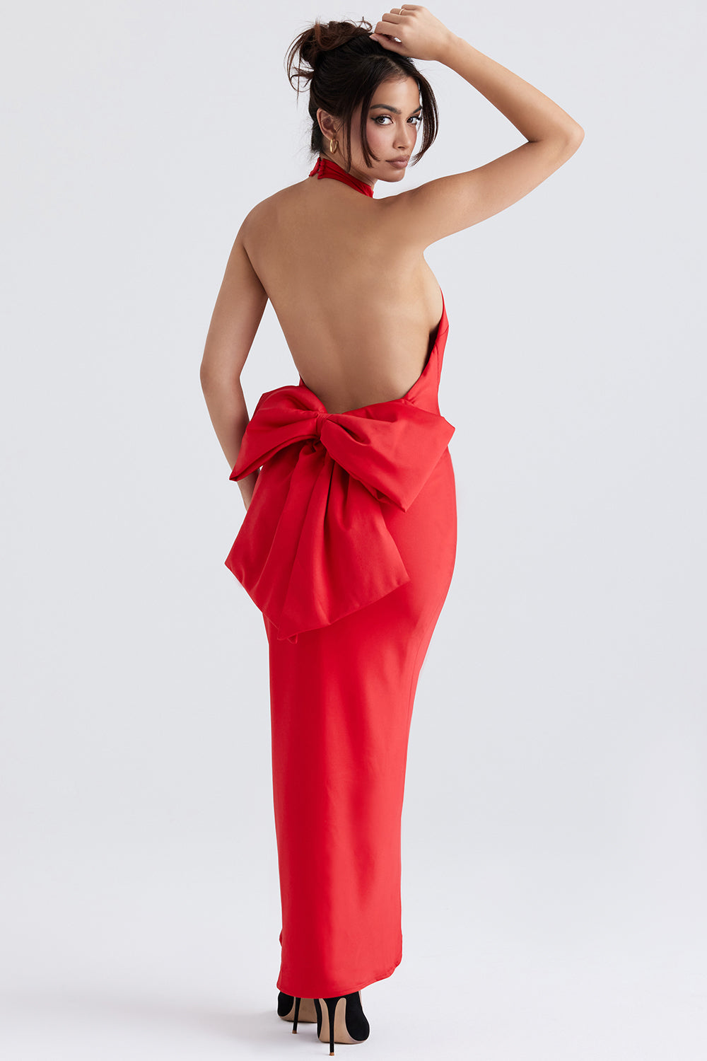 Red bow halter dress