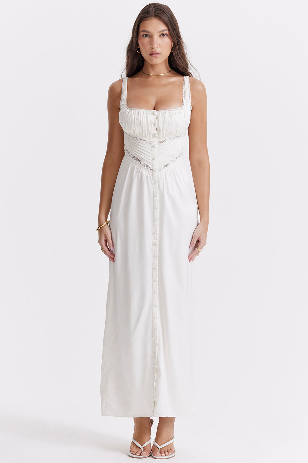 Ivory real silk maxi dress