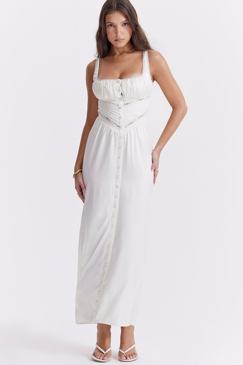 Ivory real silk maxi dress