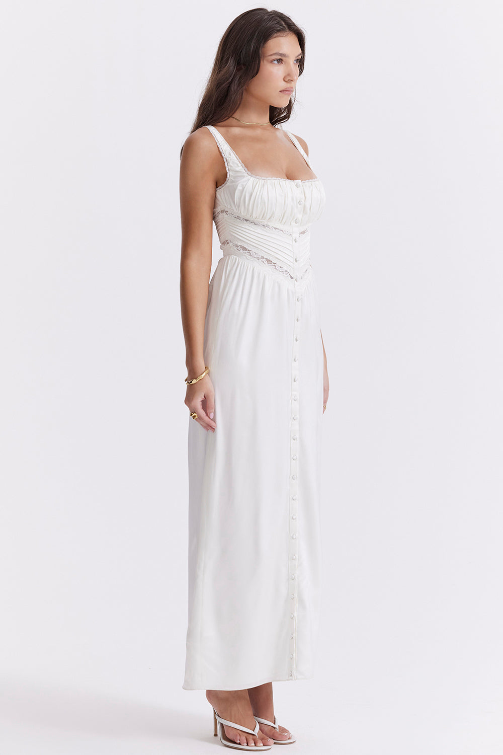 Ivory real silk maxi dress