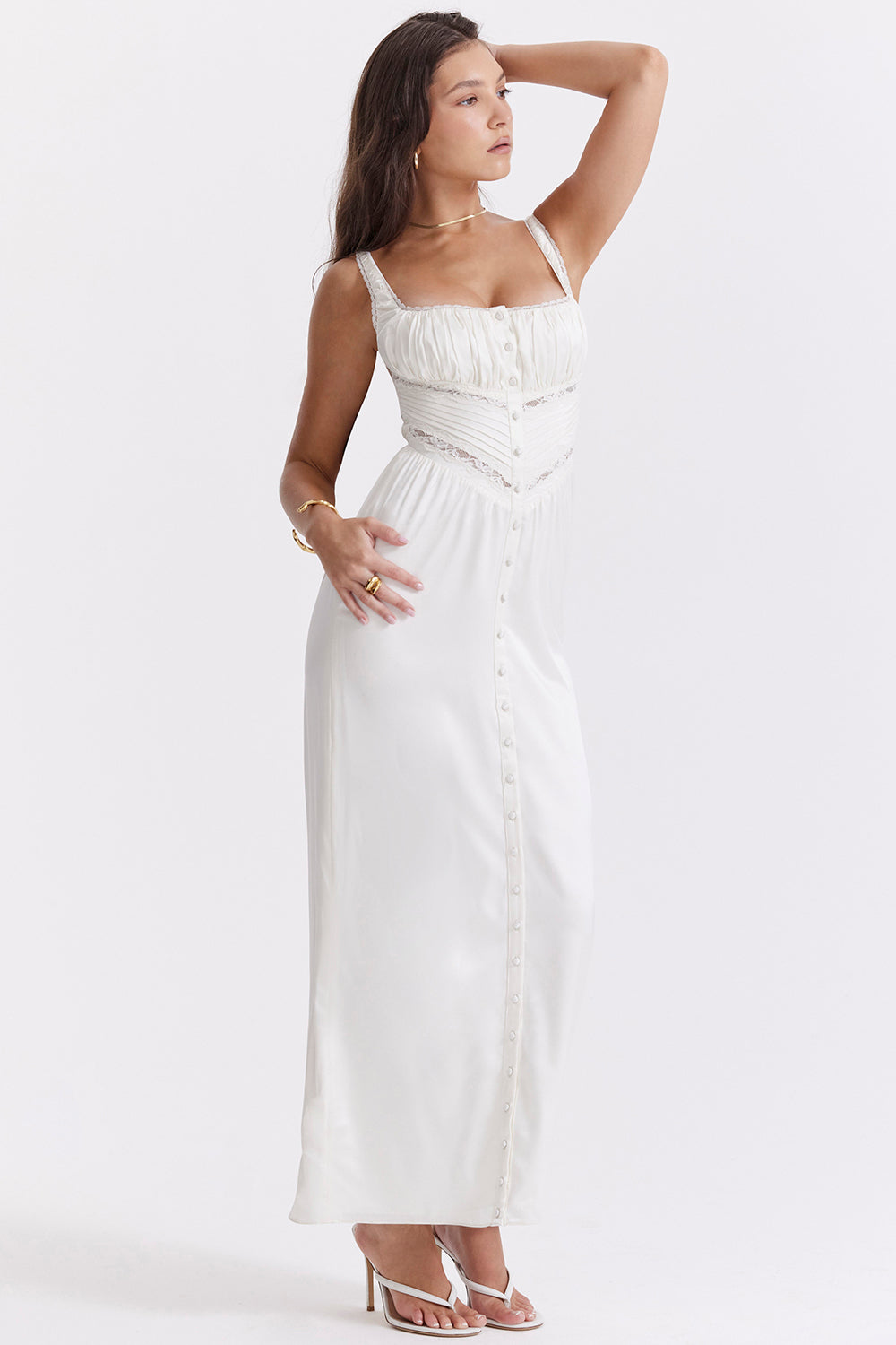 Ivory real silk maxi dress