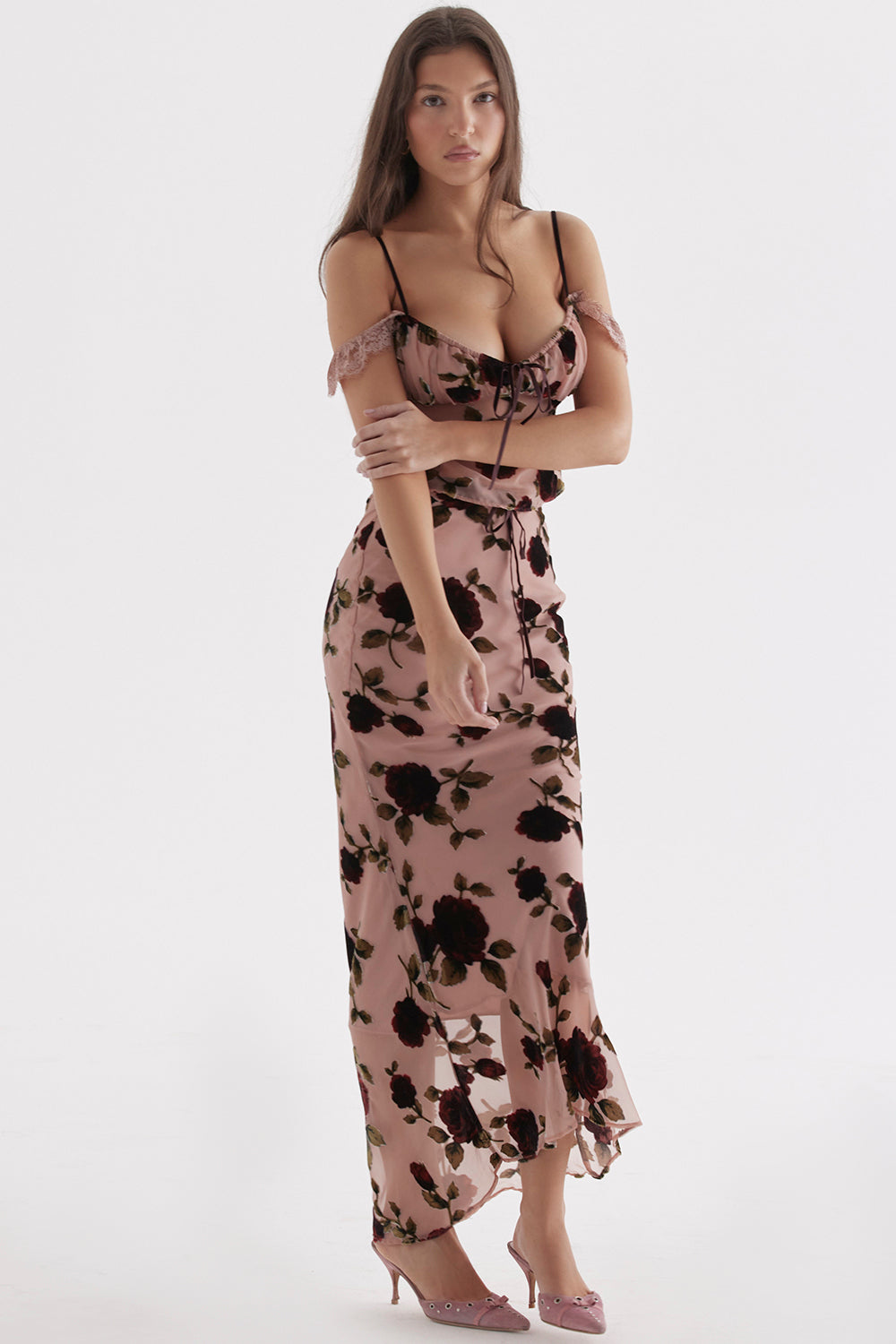 Old pink devor? top with maxi skirt