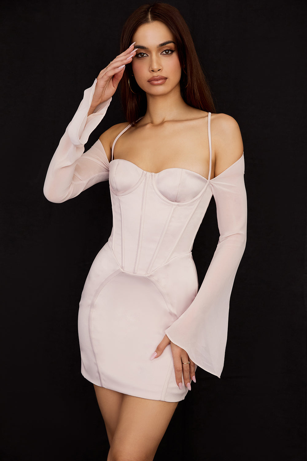 Crystal satin corset mini dress