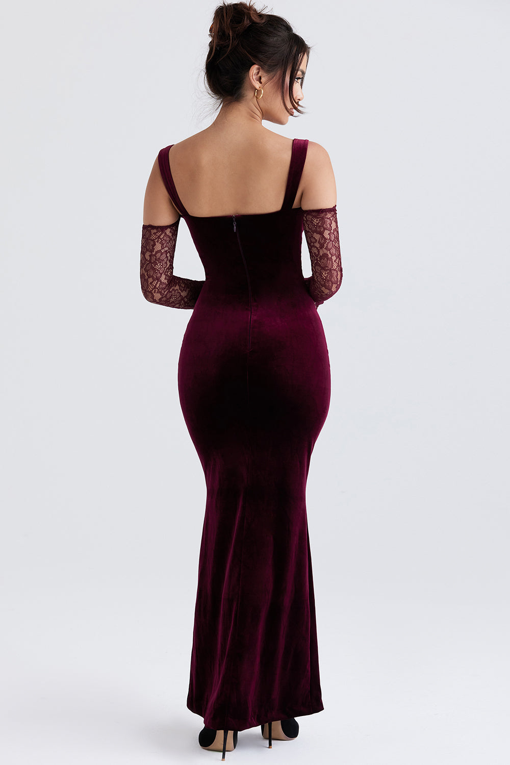 Black cherry velvet maxi dress