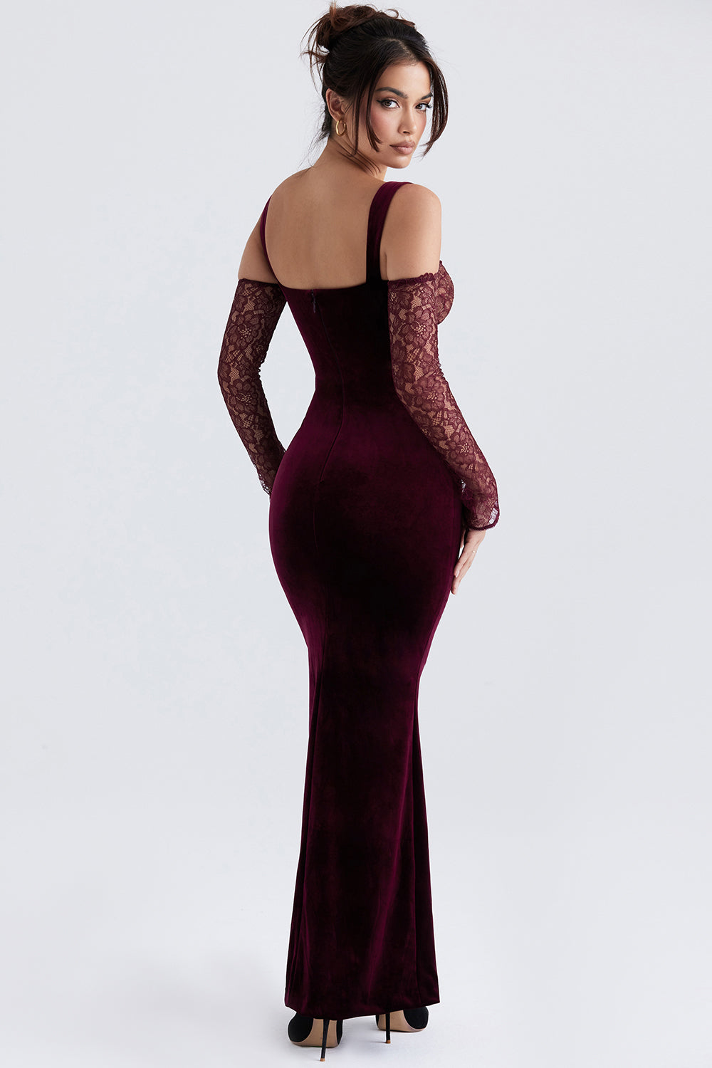 Black cherry velvet maxi dress