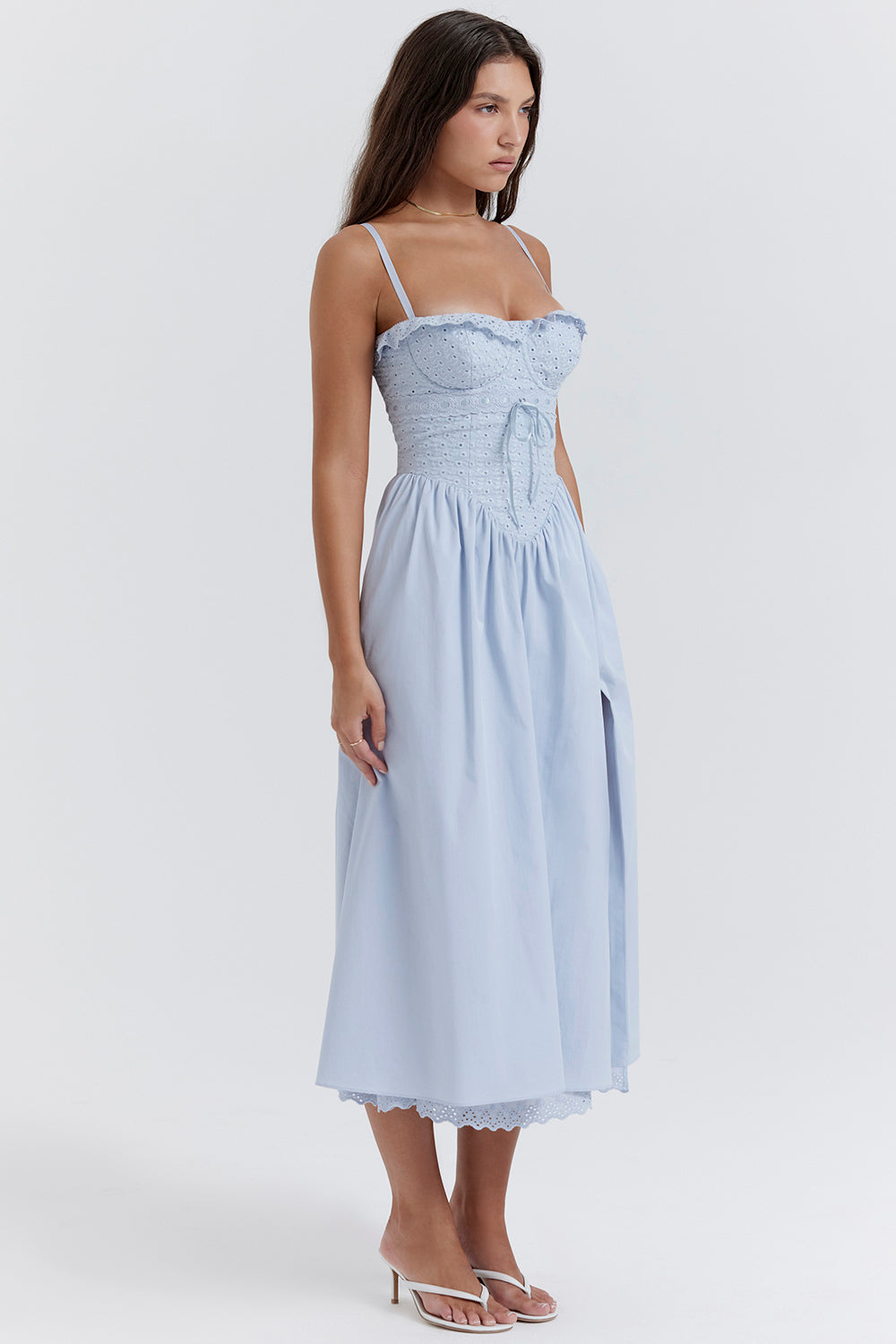 Soft blue Broderie Anglais Midi sundress