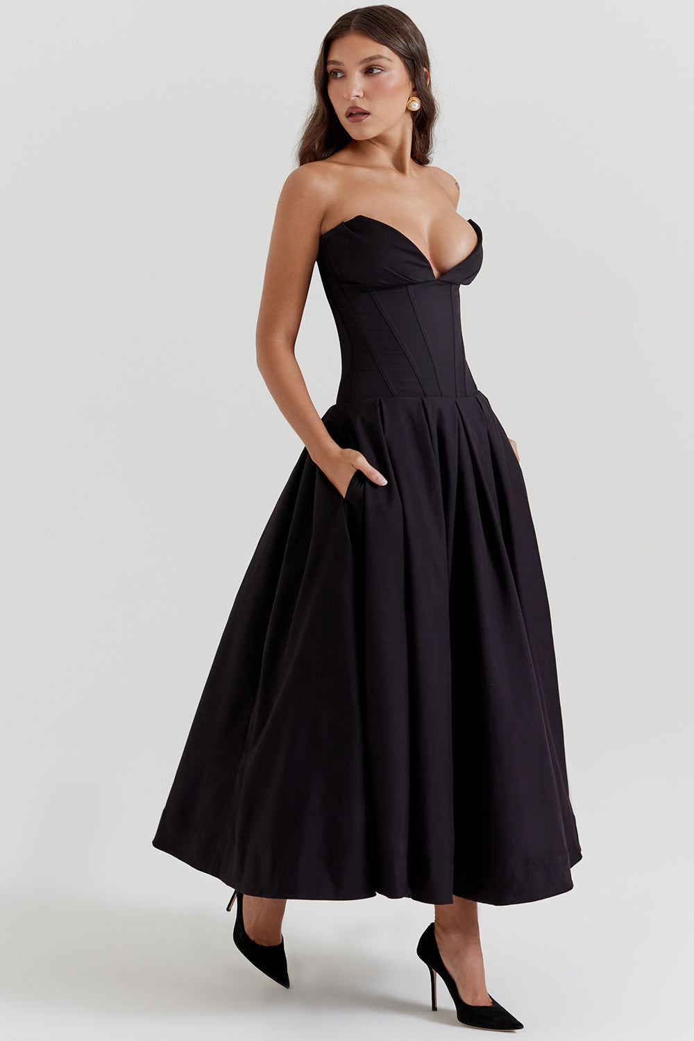 Strapless midi dress