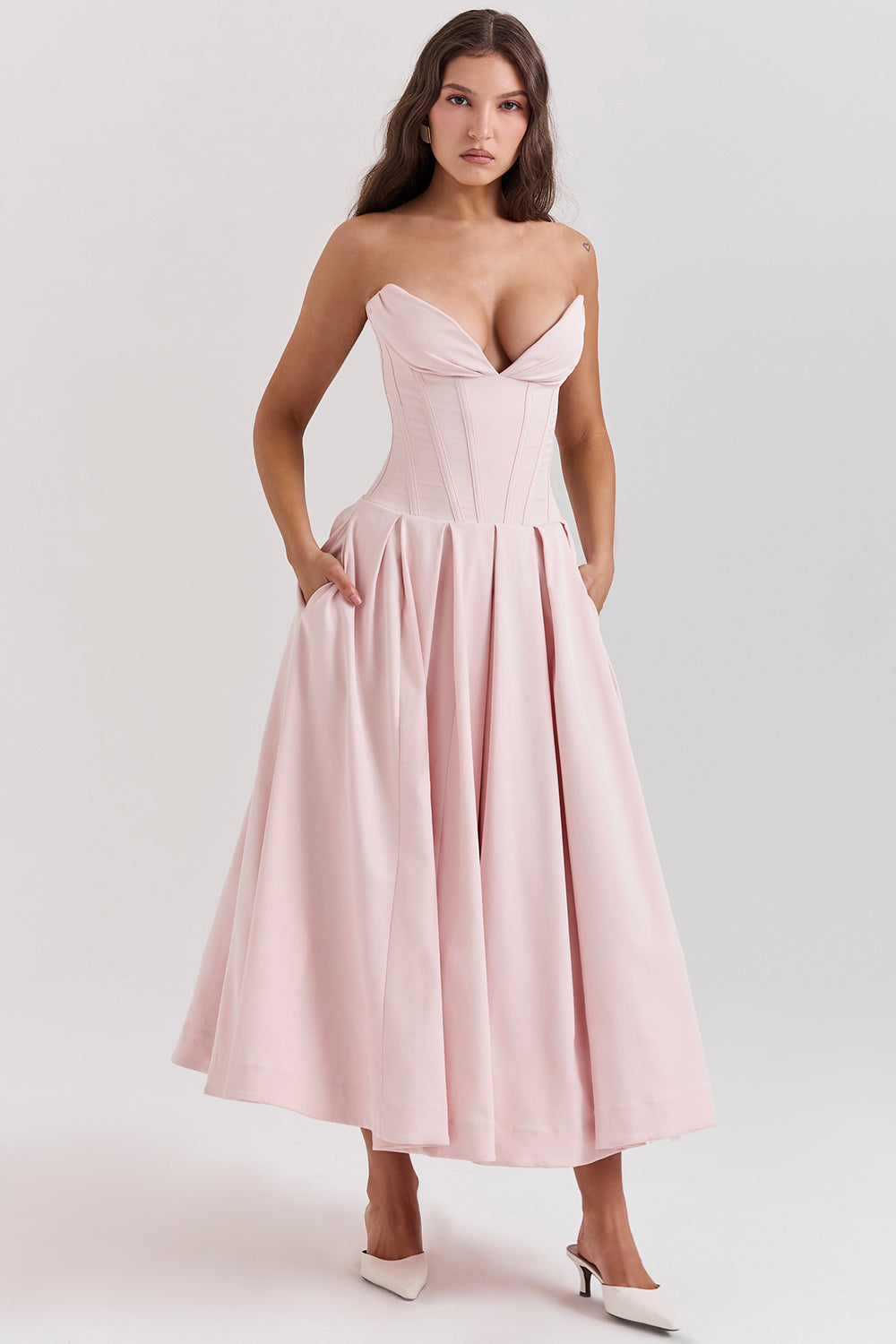 Ballerina strapless midi dress