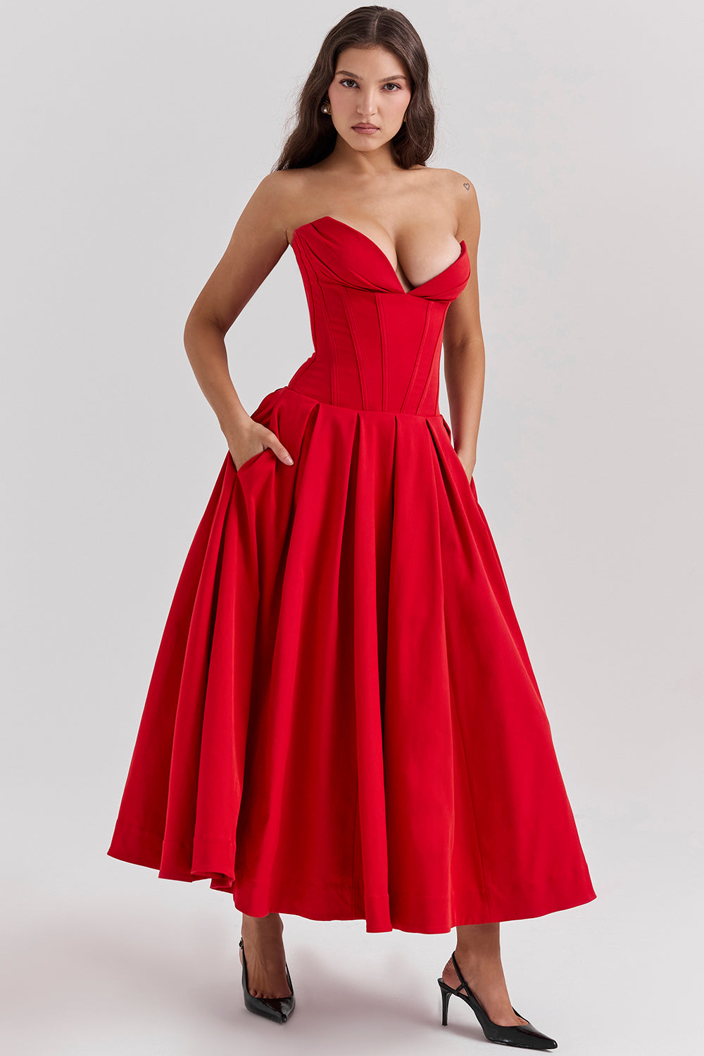 Ballerina strapless midi dress