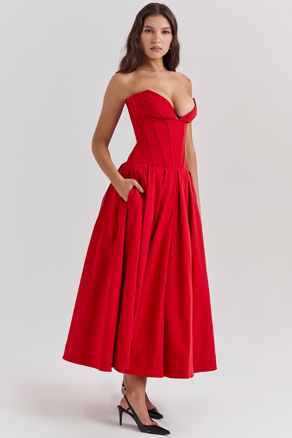 Ballerina strapless midi dress