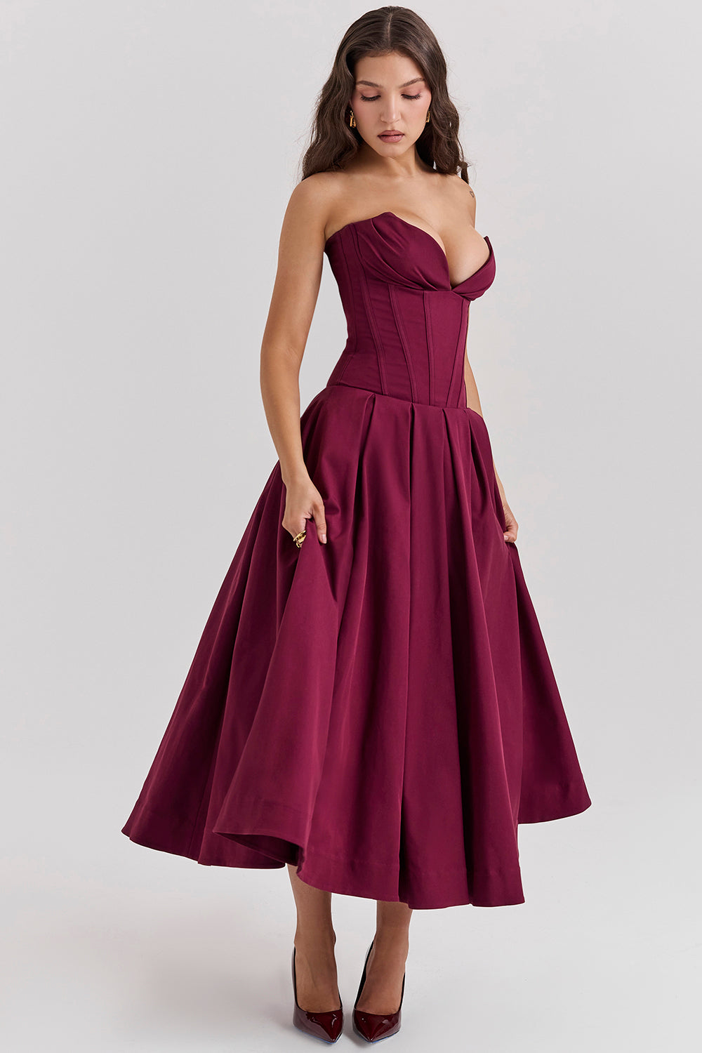 Ballerina strapless midi dress