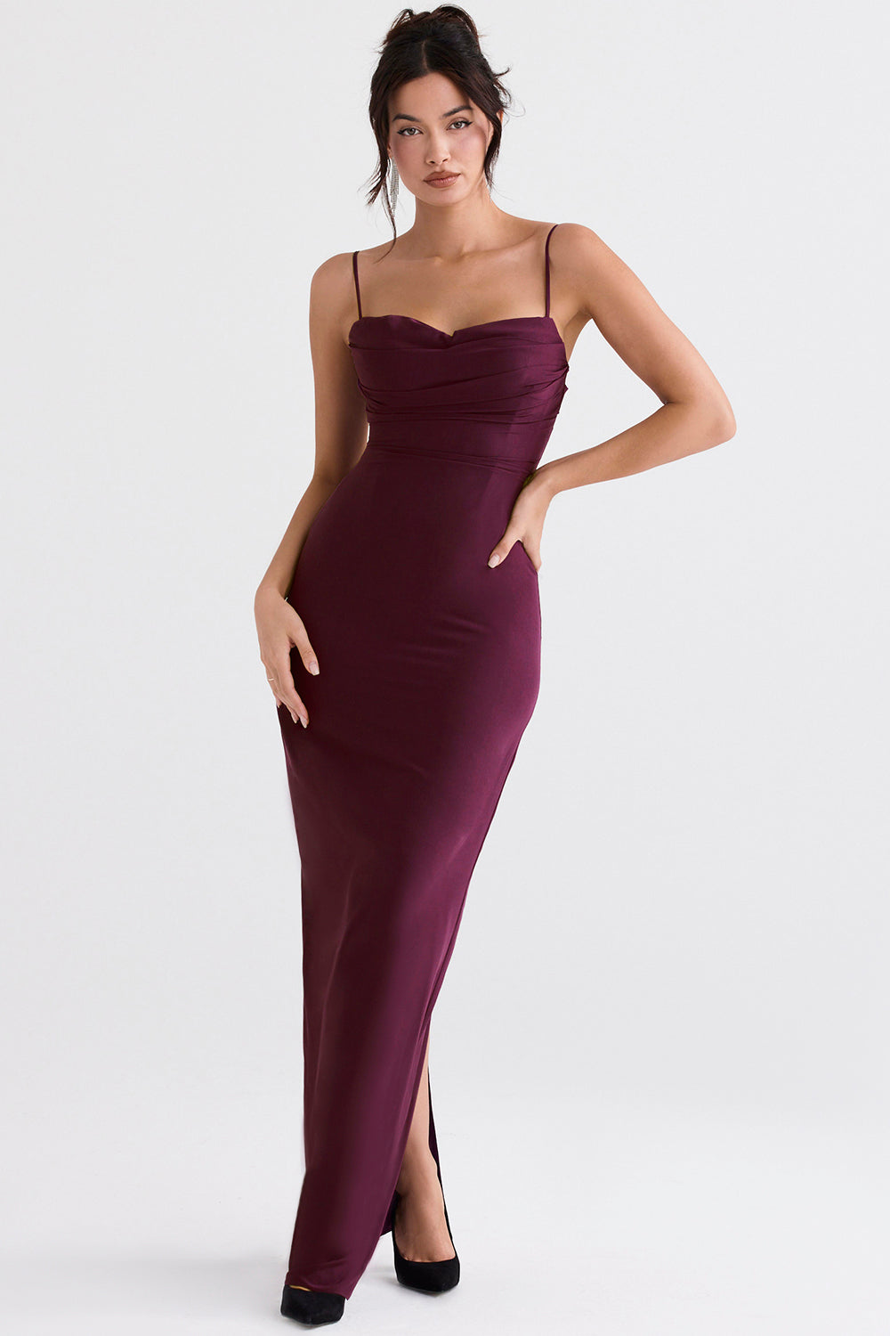 Merlot corset maxi dress