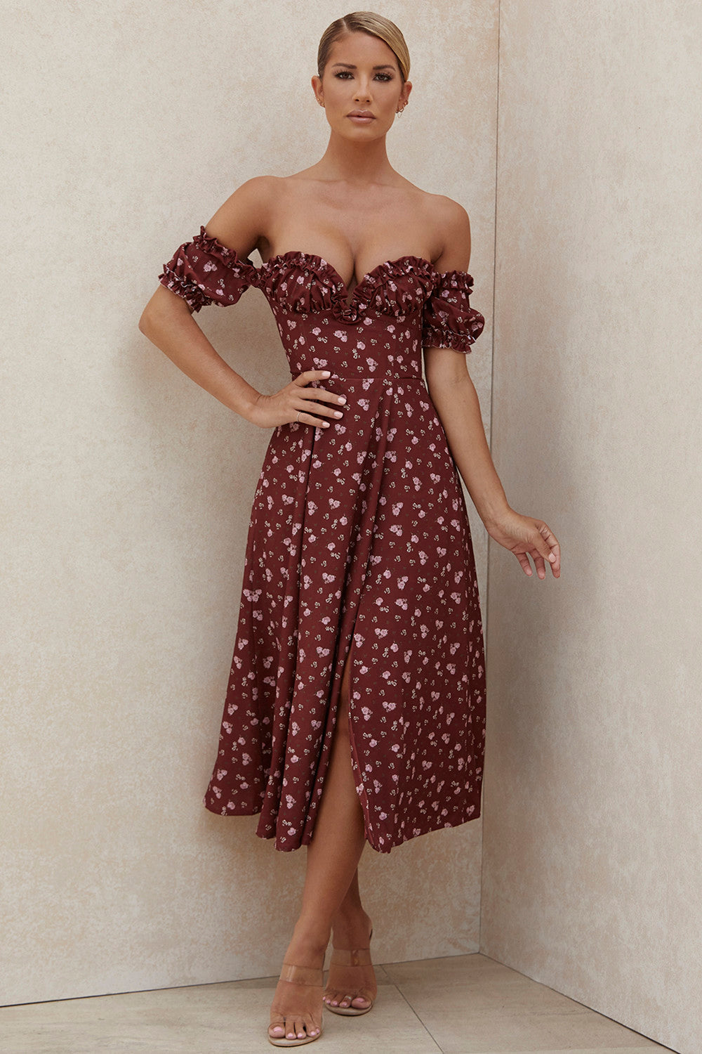 Floral strapless midi sundress