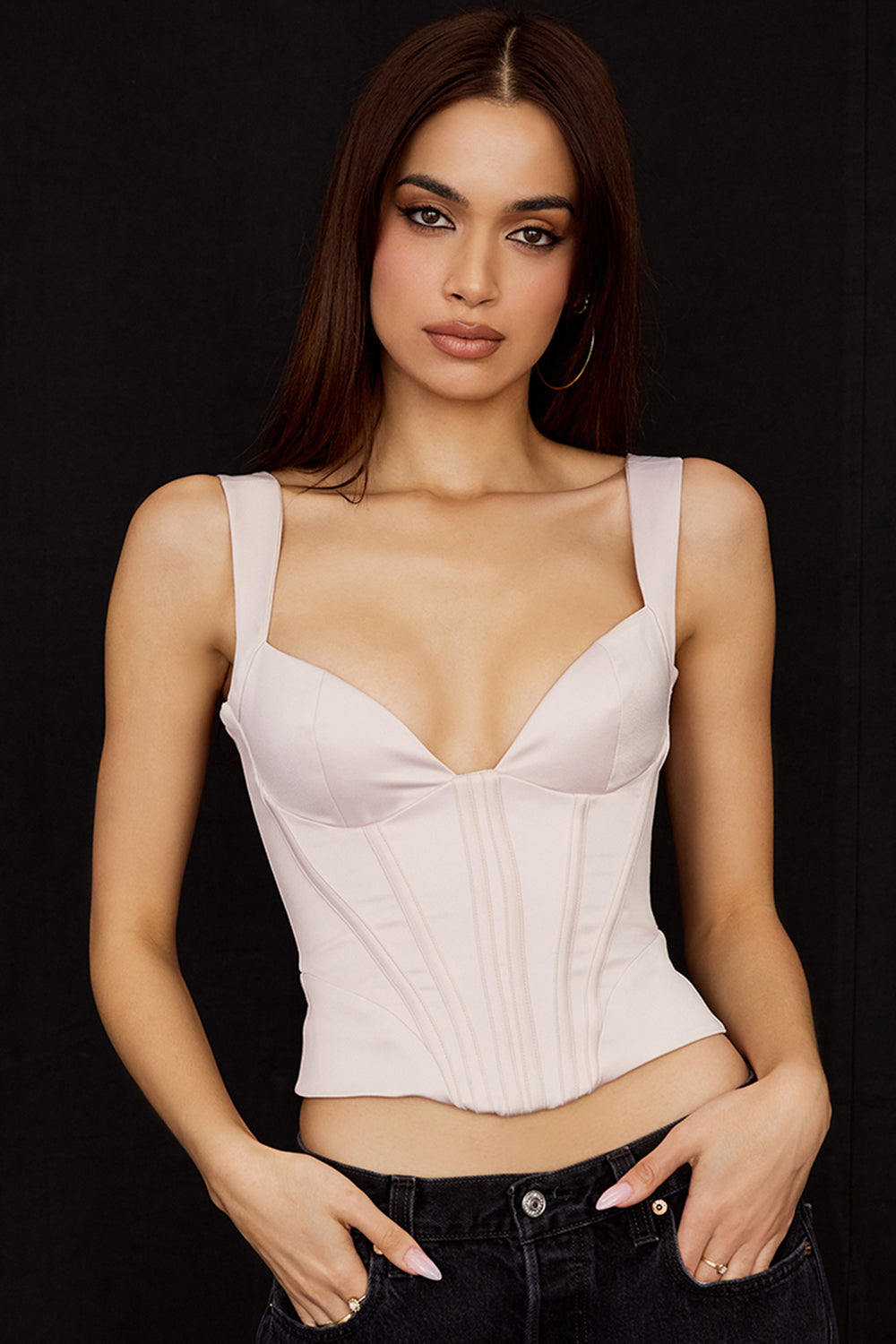 Crystal satin corset