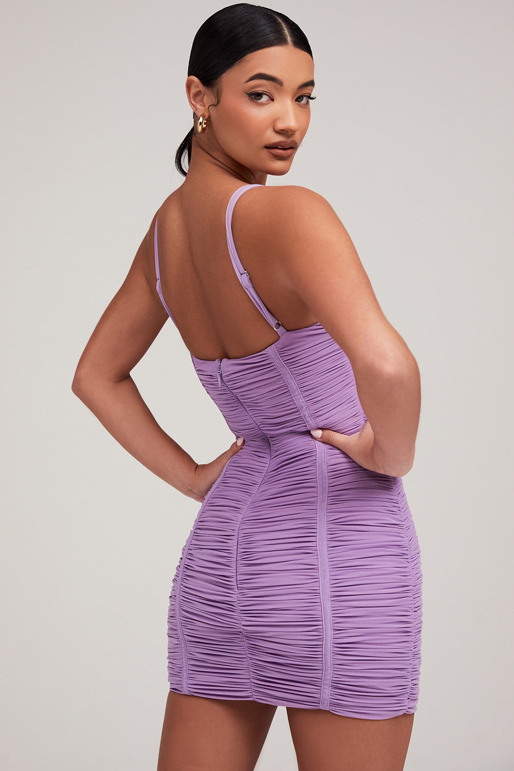 Mistress Rocks lilac mesh dress with cutout