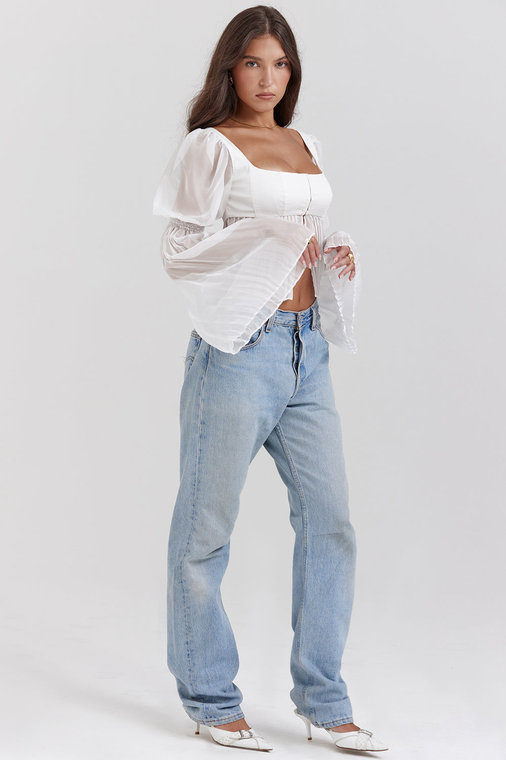 White pleated top