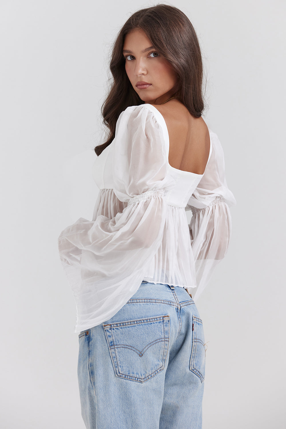 White pleated top