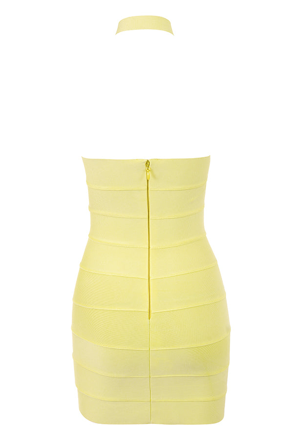 Halter mini dress with bandage and buttercups