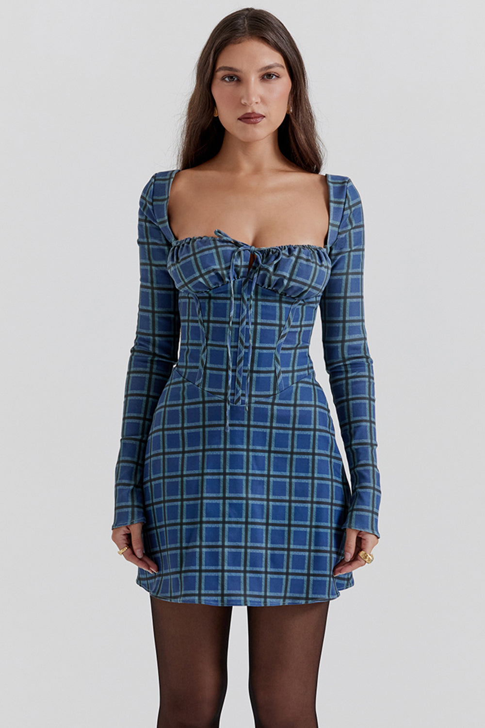 Tartan corset mini dress