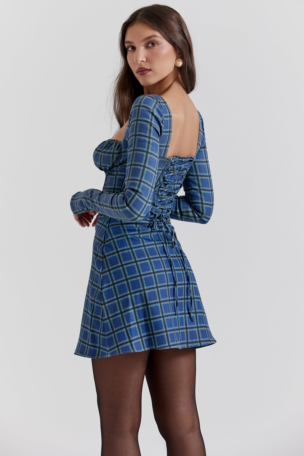 Tartan corset mini dress