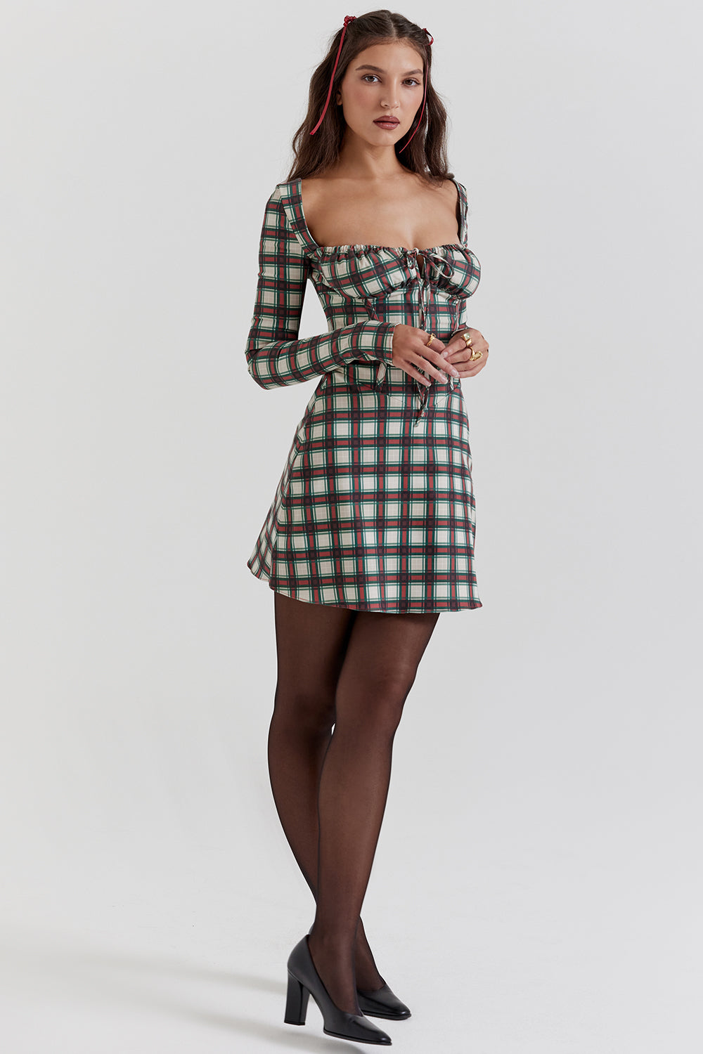 Tartan corset mini dress