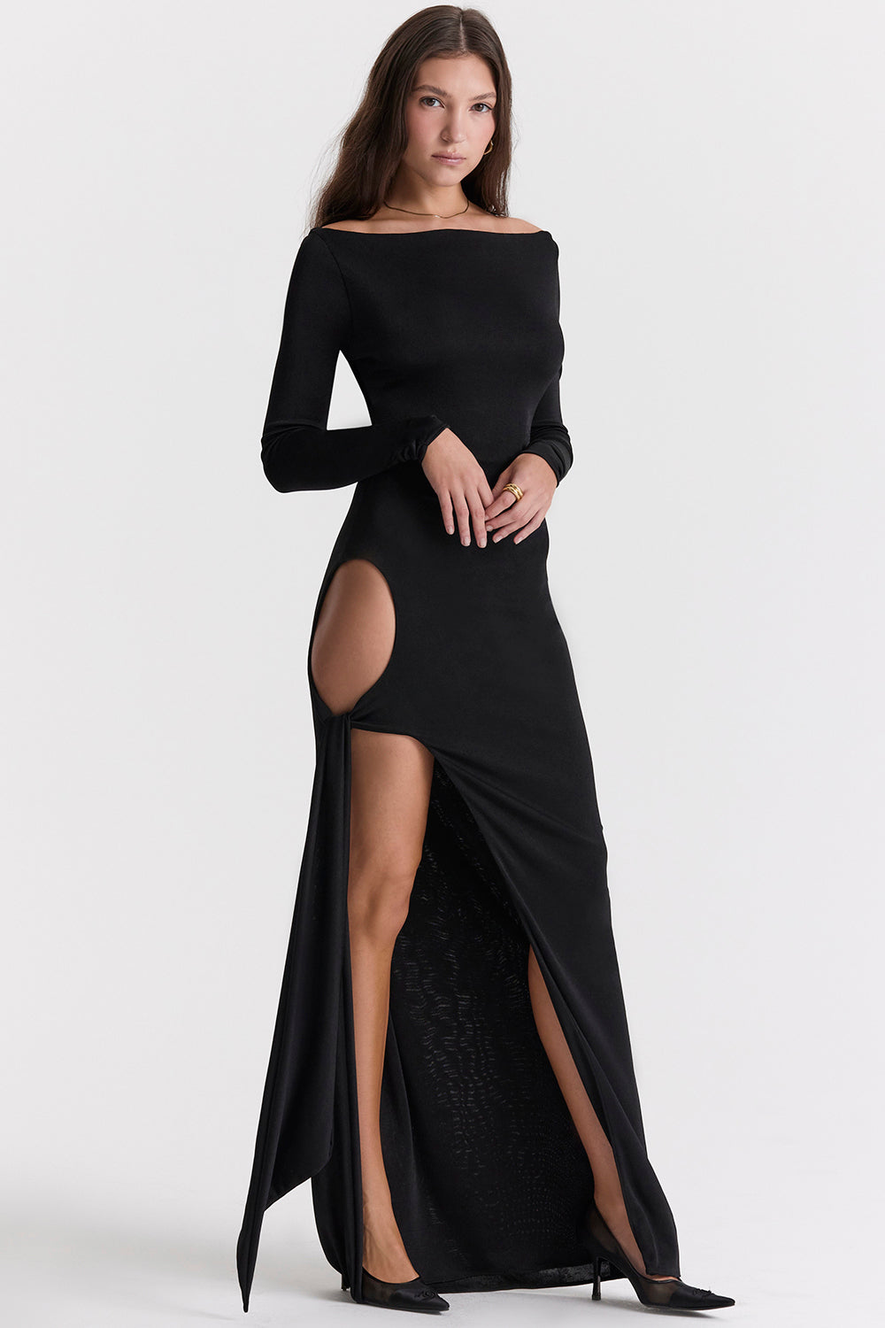 Black maxi dress with cutout