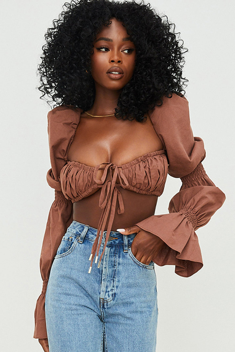 Chocolate smocked top