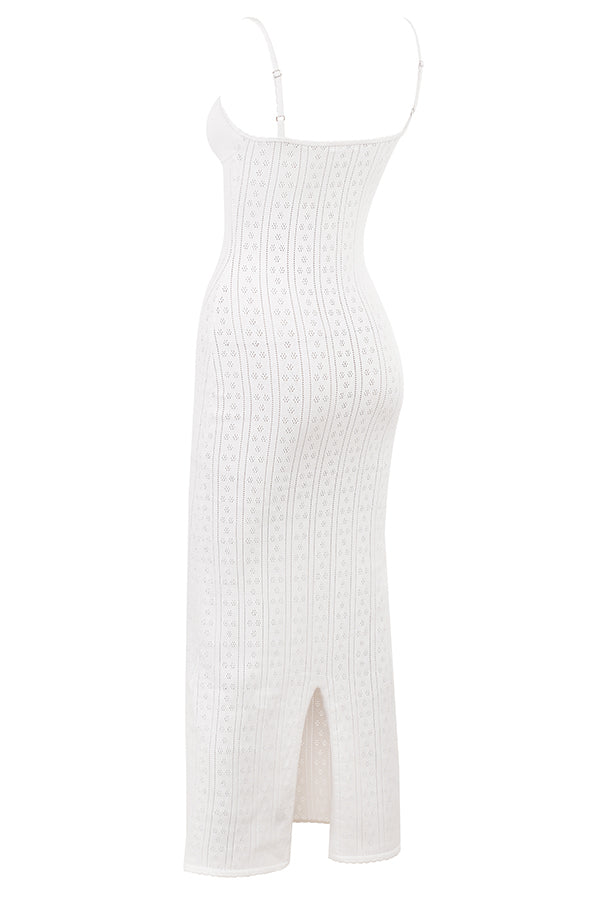 White knitted maxi dress