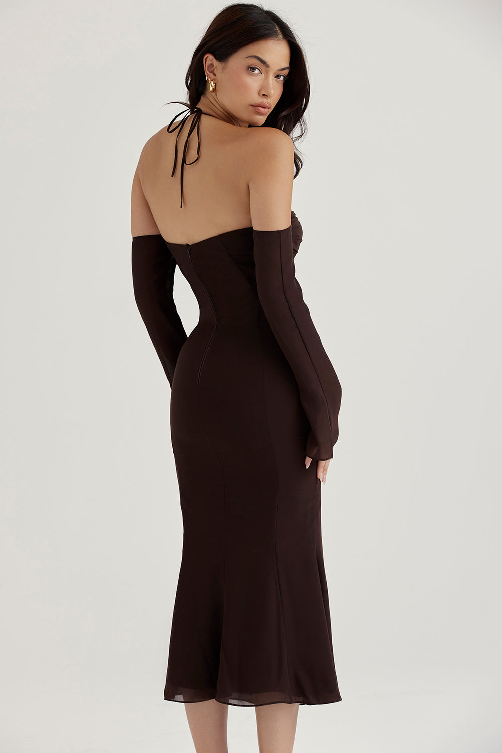 Espresso halter midi dress