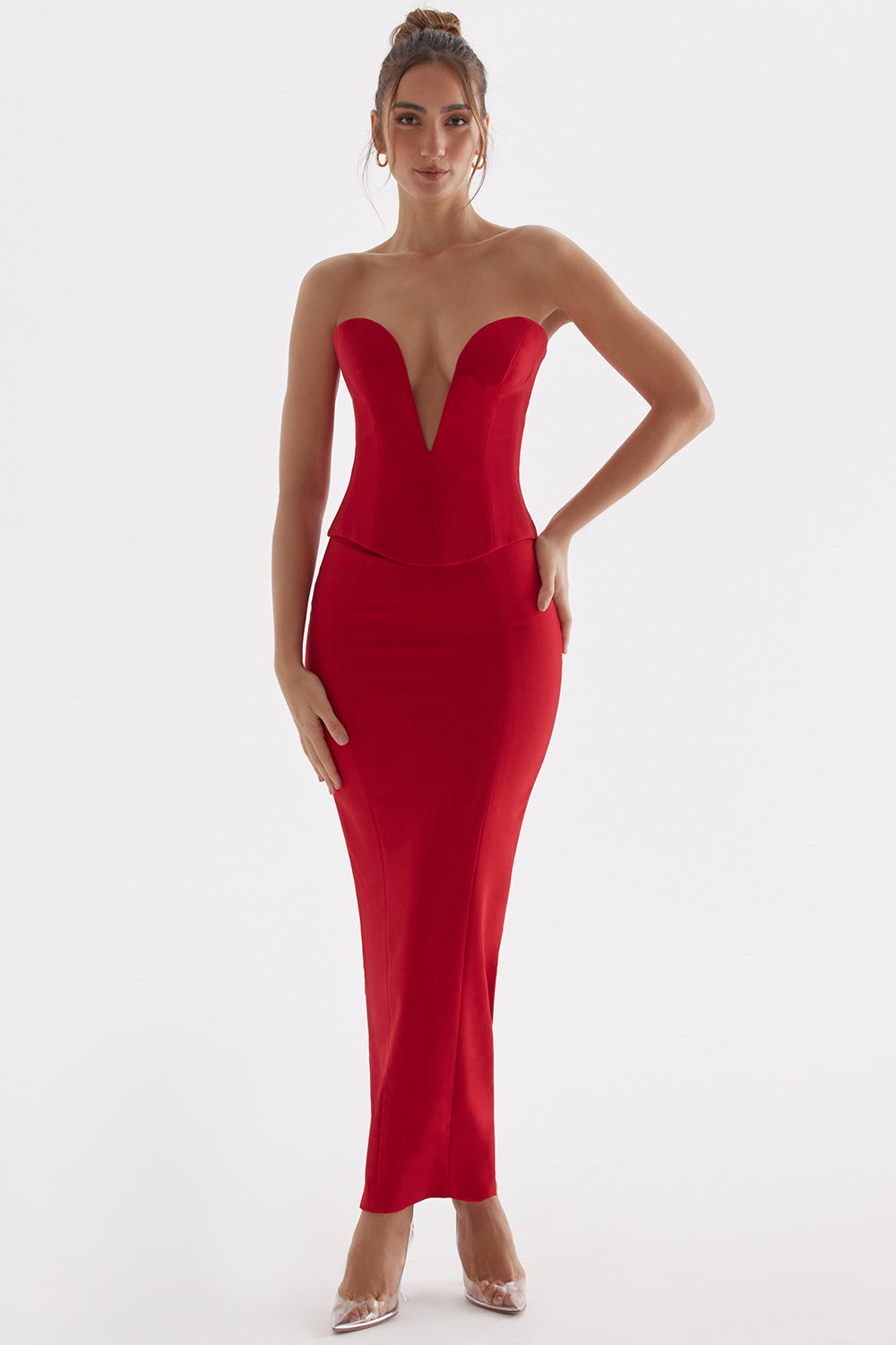 Red Rose Taucha corset with maxi skirt