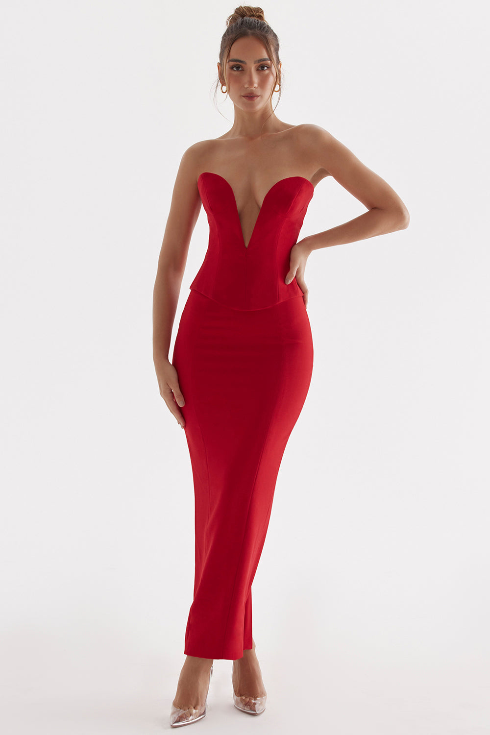 Red Rose Taucha corset with maxi skirt