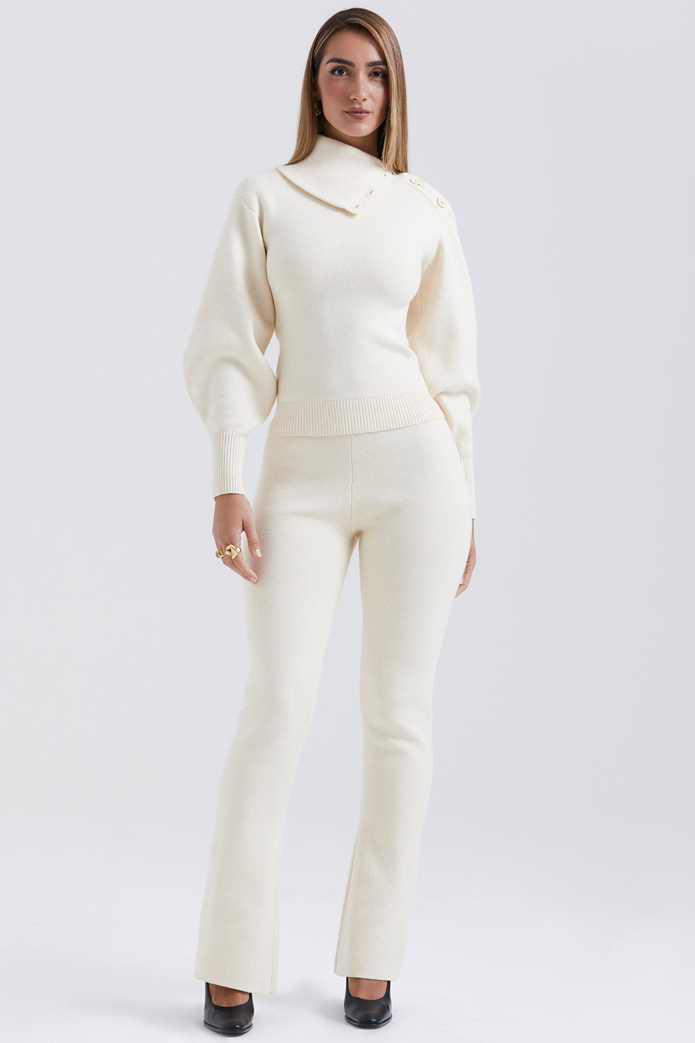 Cashmere blend sweater with trousers